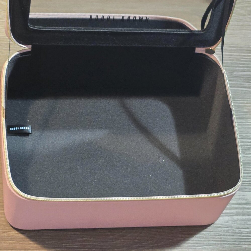 Bobbi Brown Makeup Beauty Case With Mirror & Handle Shimmery Pink Zip Closure - Picture 6 of 7